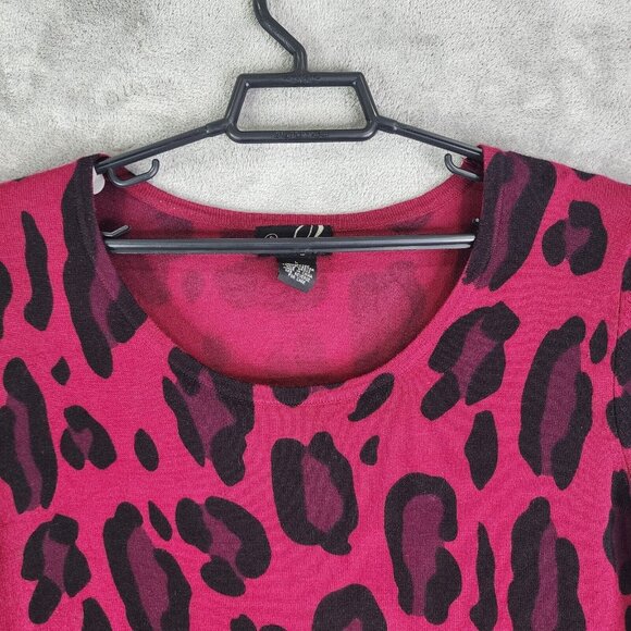 Womens Questions by Say What Pink & Black Tunic Top Shirt Cheeta Animal Print L - Picture 5 of 10